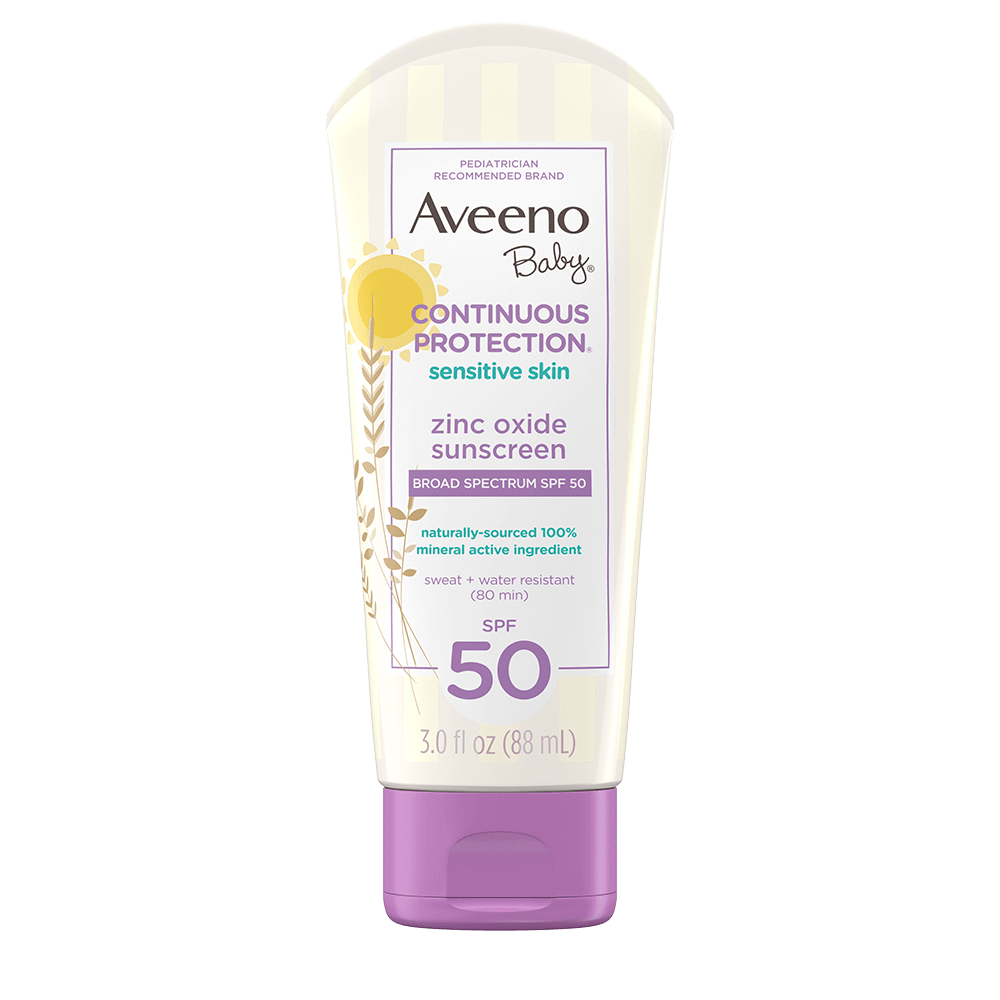 Aveeno Baby Continuous Protection® Sensitive Skin Zinc Oxide Sunscreen with Broad Spectrum SPF 50 88ml
